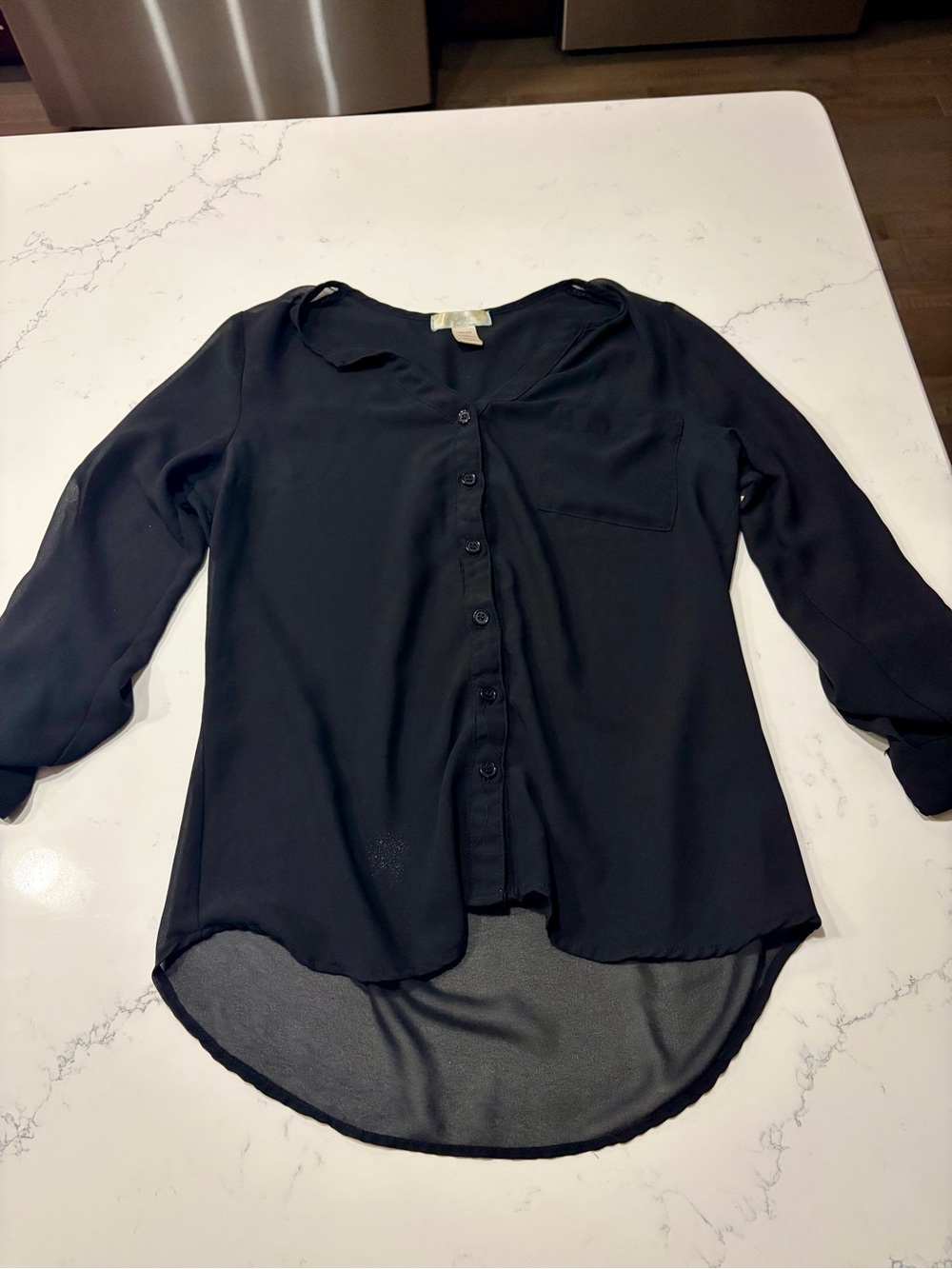 Six Degrees Black Button Up Long Sleeve Blouse - Women’s Small